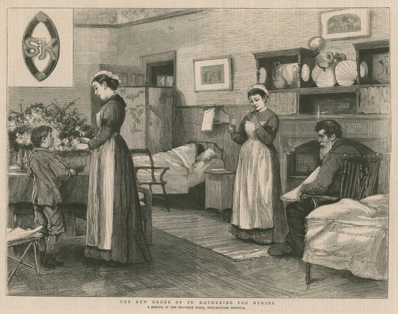 The New Order of St Katherine for Nurses; A Sketch in the Bouverie Ward, Westminster Hospital by Henry Woods