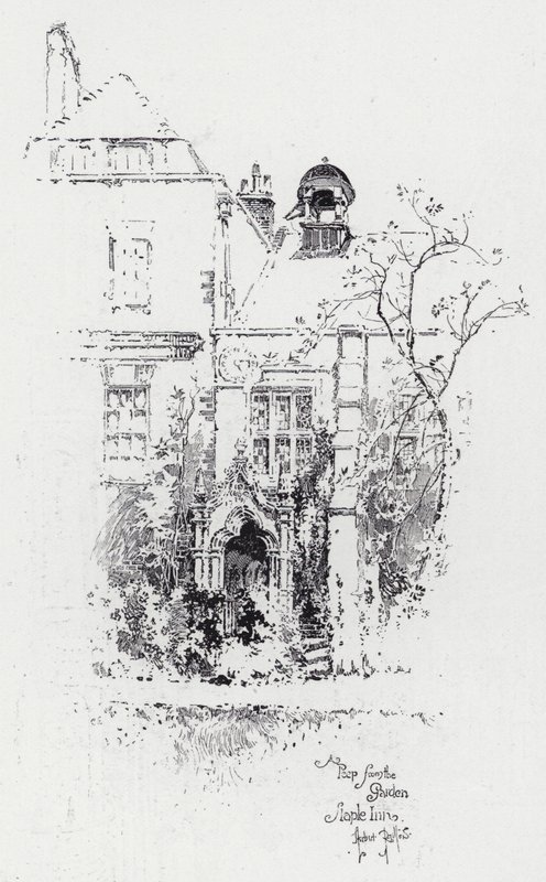A Peep from the Garden, Staple Inn by Herbert (after) Railton