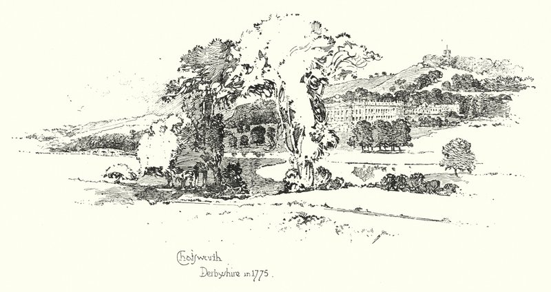 Chatsworth, Derbyshire, in 1775 by Herbert (after) Railton