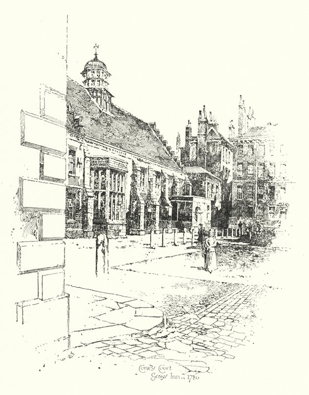 Coney Court, Grays Inn, in 1780 by Herbert (after) Railton