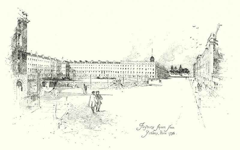 Finsbury Square, from Artillery Place, London by Herbert (after) Railton