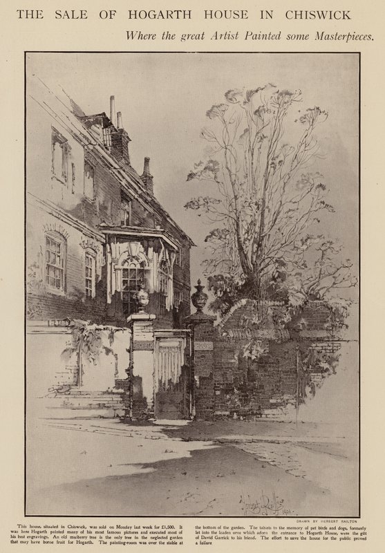 Former Home of William Hogarth, Chiswick, London by Herbert (after) Railton