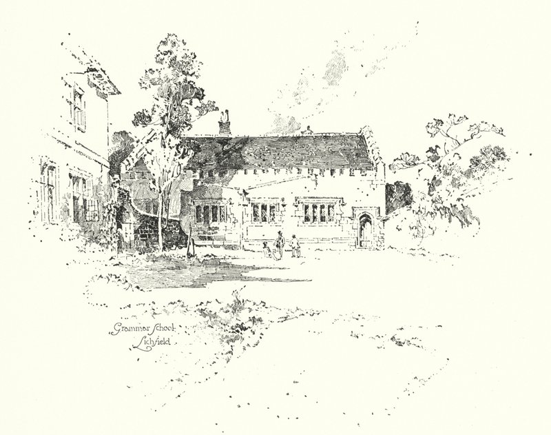 Grammar School, Lichfield, Where Dr Johnson Went to School by Herbert (after) Railton