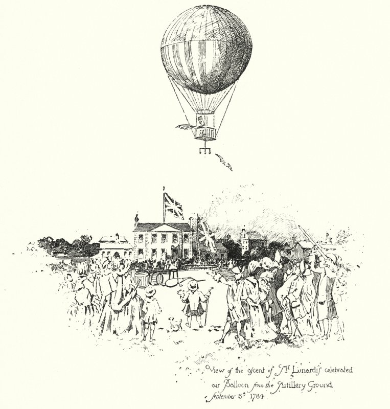 View of the ascent of Mr Lunardi’s Celebrated Air Balloon, from the Artillery Ground by Herbert (after) Railton