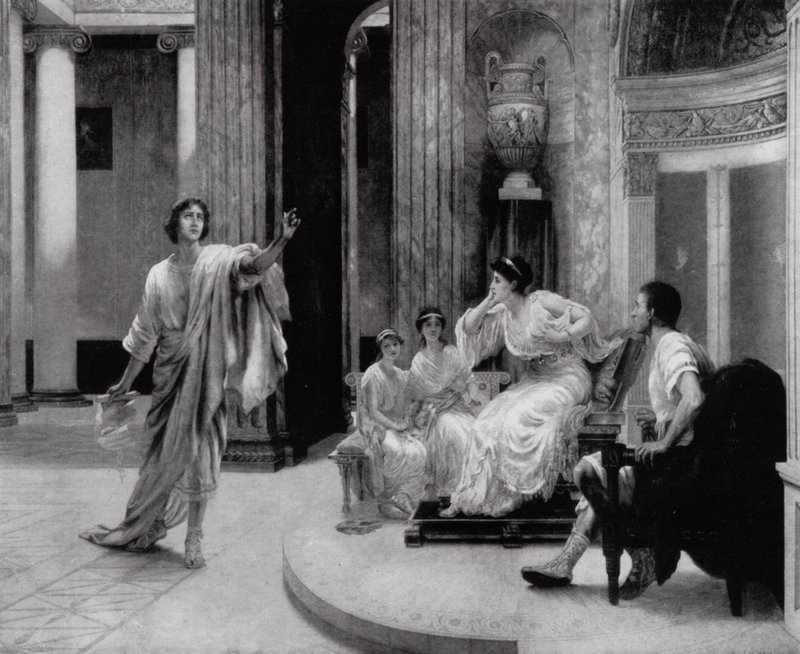 The Roman poet Virgil declaiming to the Empress Octavia his elegy on the death of her son, Marcellus by Herbert (after) Sidney