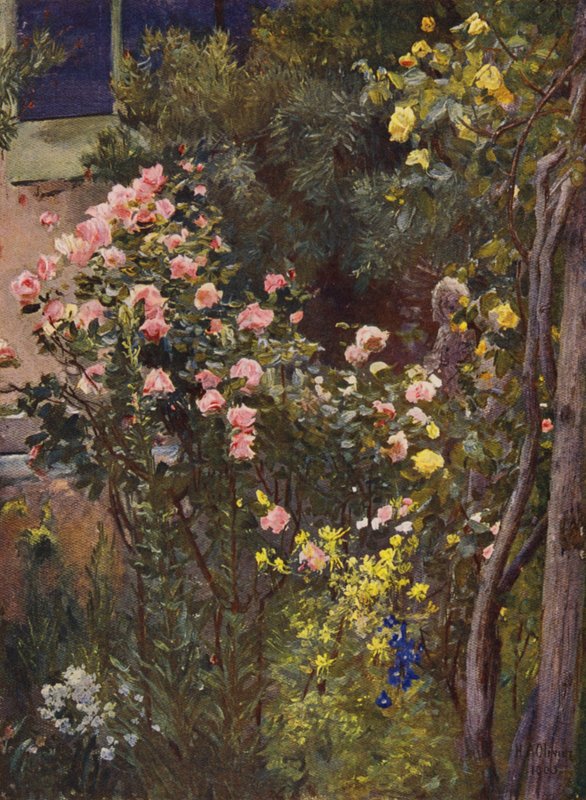 In a Rose Garden, Catherine Mermet and Marechal Niel at Home by Herbert Arnould Olivier