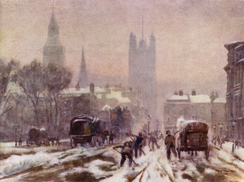 A Snowy Morning, Whitehall by Herbert Menzies (after) Marshall