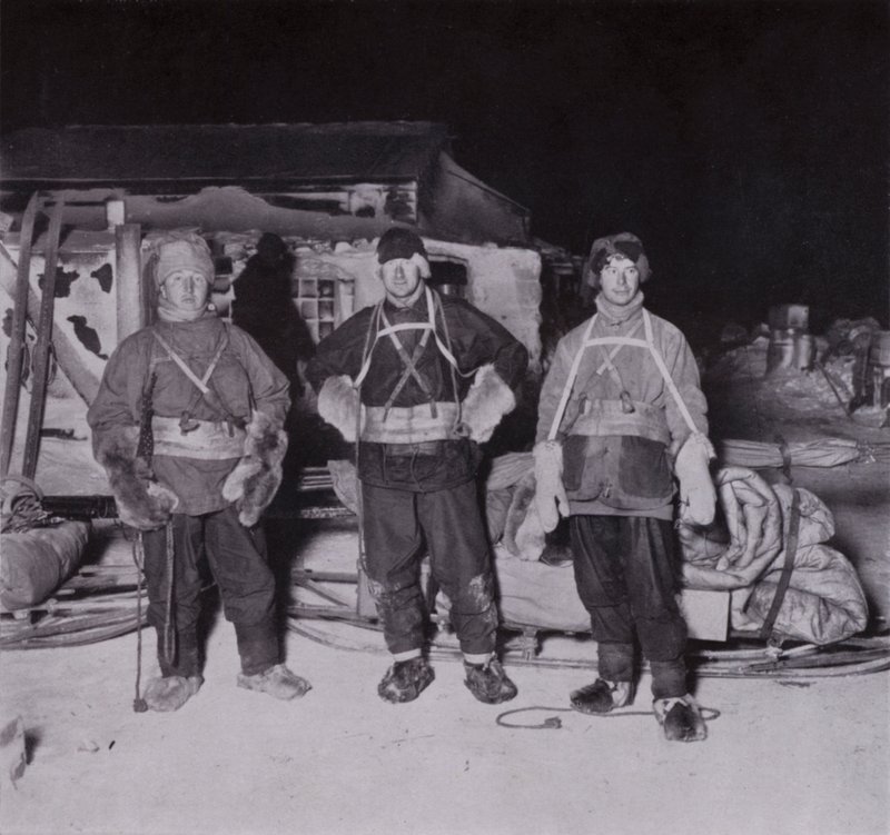 Dr. Wilson, Lieutenant Bowers and Cherry-Garrard Leaving for Cape Crozier by Herbert Ponting