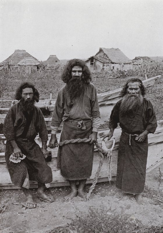Happukonno, the Hunter (in centre), and two Ainu Fishermen by Herbert Ponting