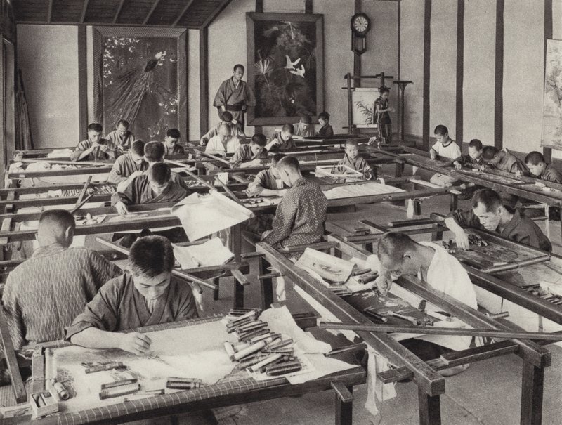 Japan in 1920s: Embroidery school in Kyoto by Herbert Ponting