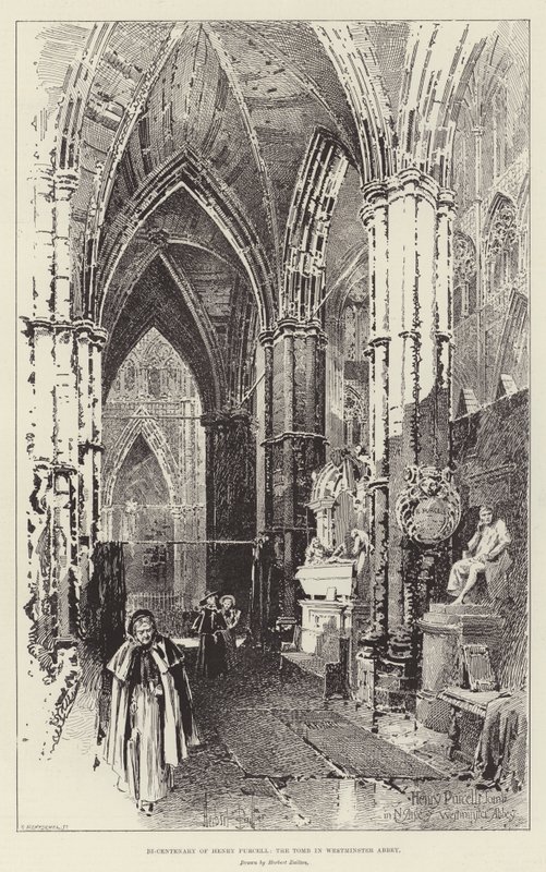 Bi-Centenary of Henry Purcell, the Tomb in Westminster Abbey by Herbert Railton
