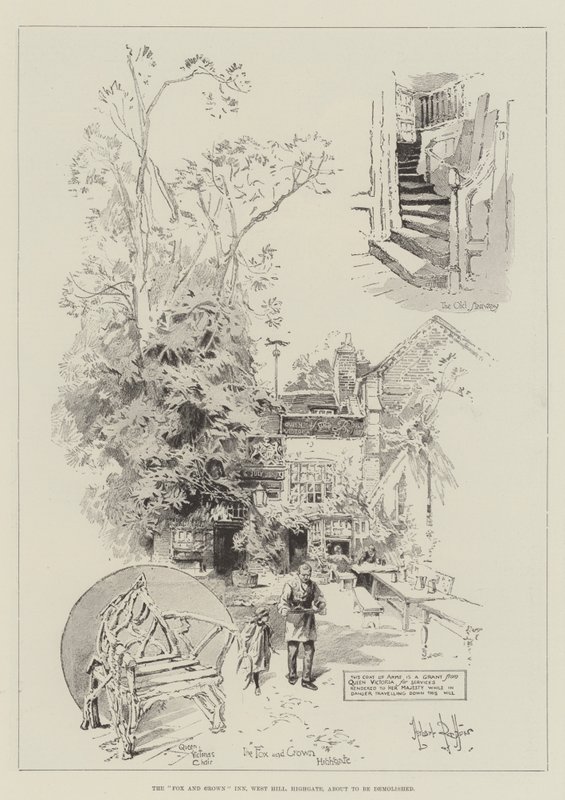 The Fox and Crown Inn, West Hill, Highgate, About to be Demolished by Herbert Railton
