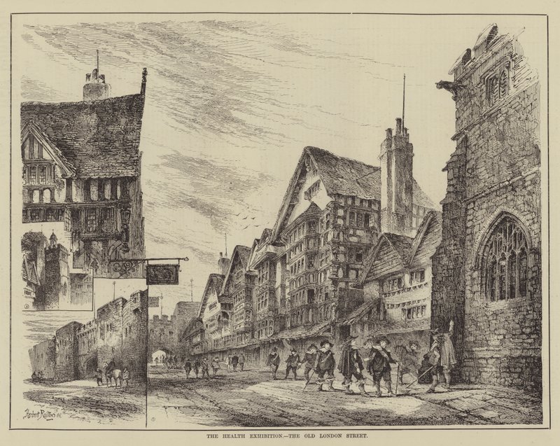 The Health Exhibition, the Old London Street by Herbert Railton