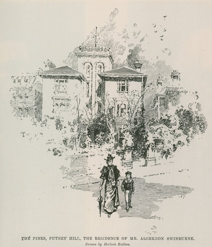 The Pines, Putney Hill, the Residence of Mr. Algernon Swinburne by Herbert Railton