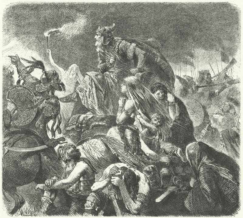 Attila the Hun After the Decisive Attack by the Visigoths at the Battle of Chalons, 451 by Hermann Vogel
