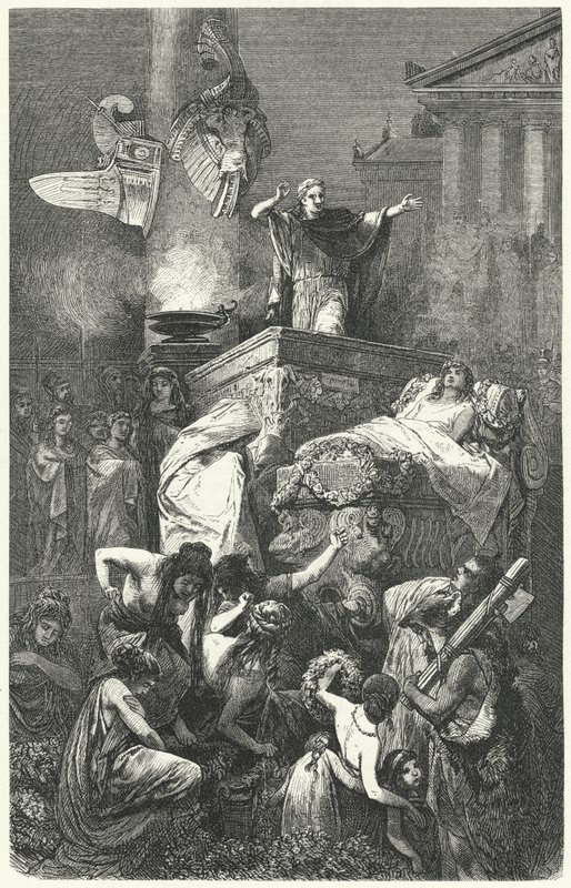Augustus Giving the Oration at the Funeral of His Nephew Marcellus, 23 BC by Hermann Vogel