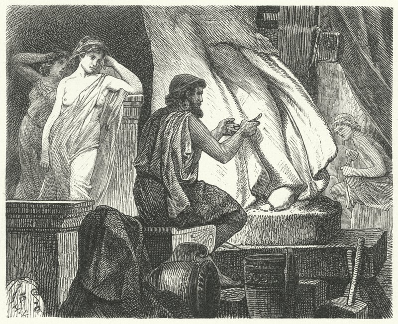 The studio of the Athenian sculptor Praxiteles by Hermann Vogel