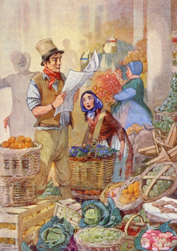The ragged market-girl cried, 