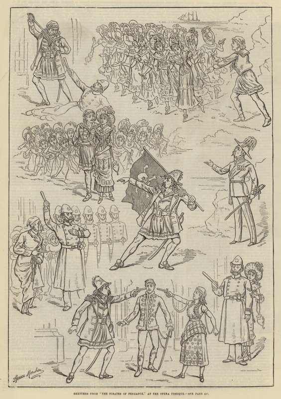 Sketches from The Pirates of Penzance, at the Opera Comique by Horace Morehen