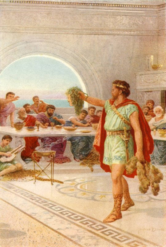 Then Perseus held aloft the Gorgon