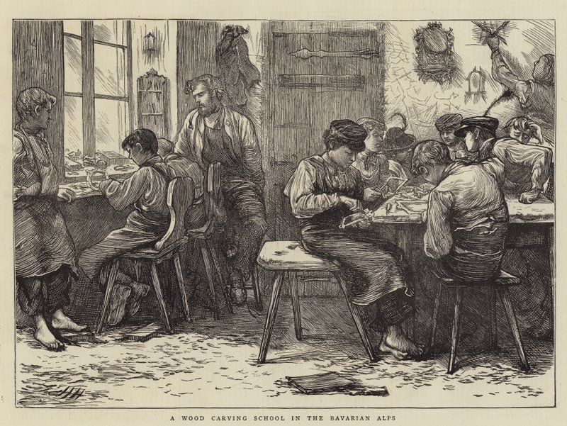 A Wood Carving School in the Bavarian Alps by Hubert von Herkomer
