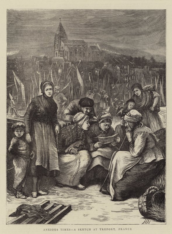Anxious Times, a Sketch at Treport, France by Hubert von Herkomer