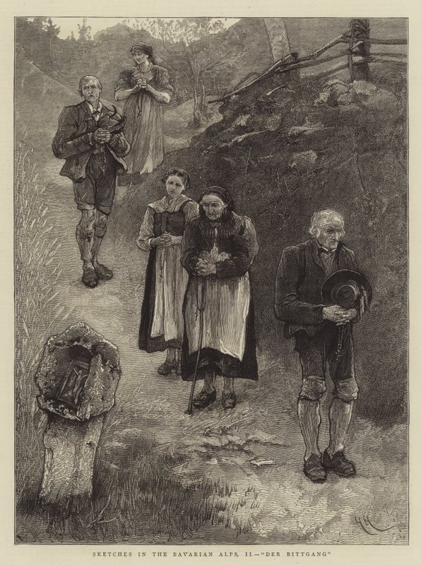 Sketches in the Bavarian Alps, II, Der Bittgang by Hubert von Herkomer