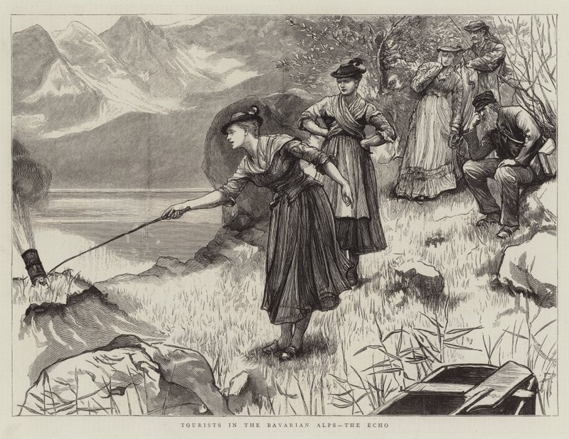 Tourists in the Bavarian Alps, the Echo by Hubert von Herkomer