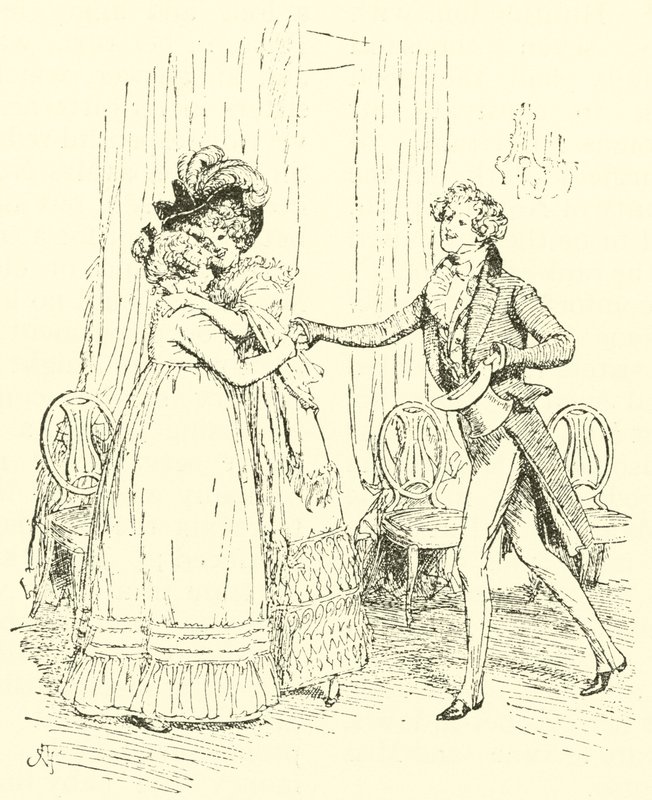 Mrs Bennet Welcomes Lydia and Her Husband by Hugh Thomson