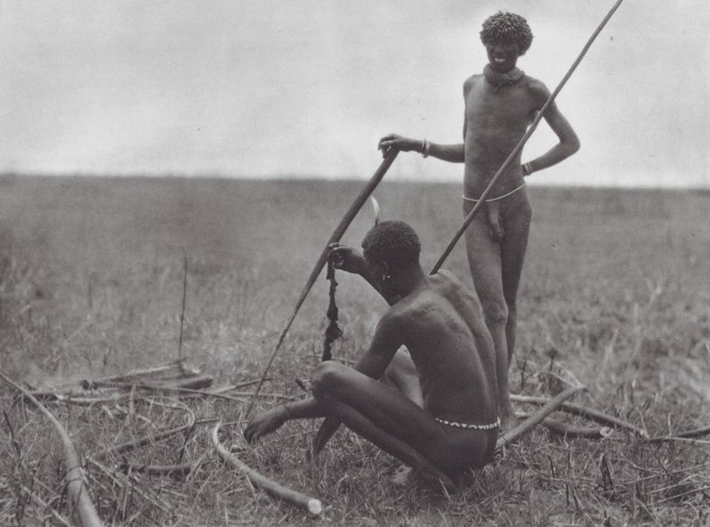 Africa: Shilluk warriors resting by Hugo Adolf Bernatzik