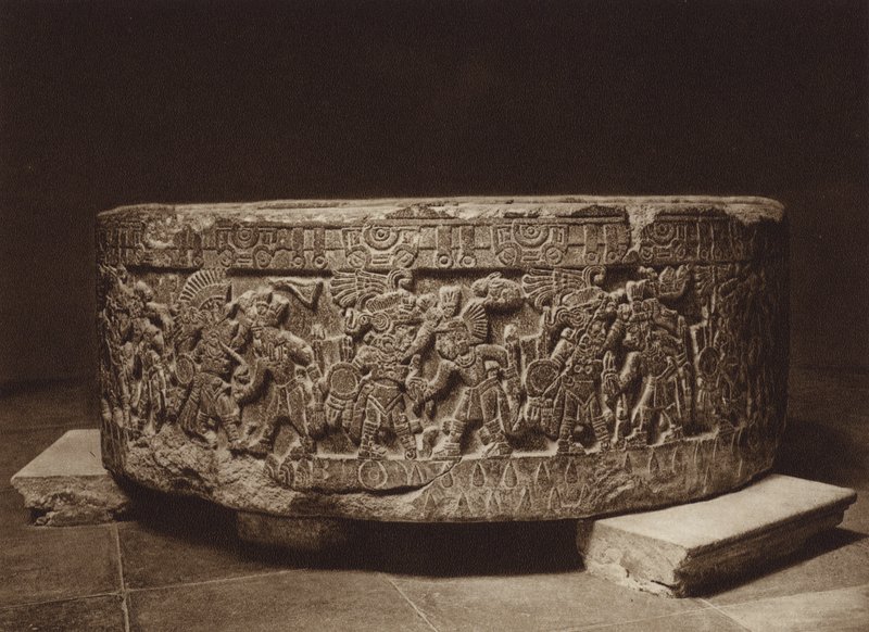 Mexico: Sacrificial Altar of King Tizoc, National Museum by Hugo Brehme