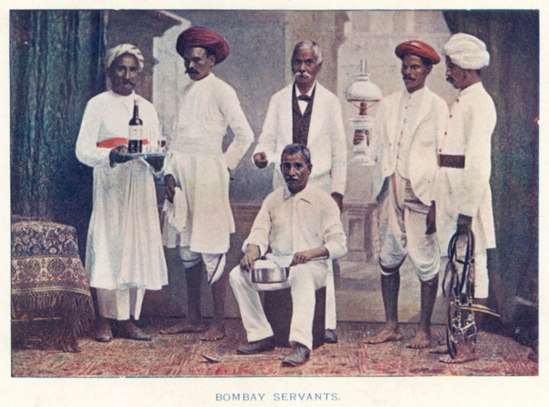 Indian Natives: Bombay Servants (colored photo) by Indian photographer