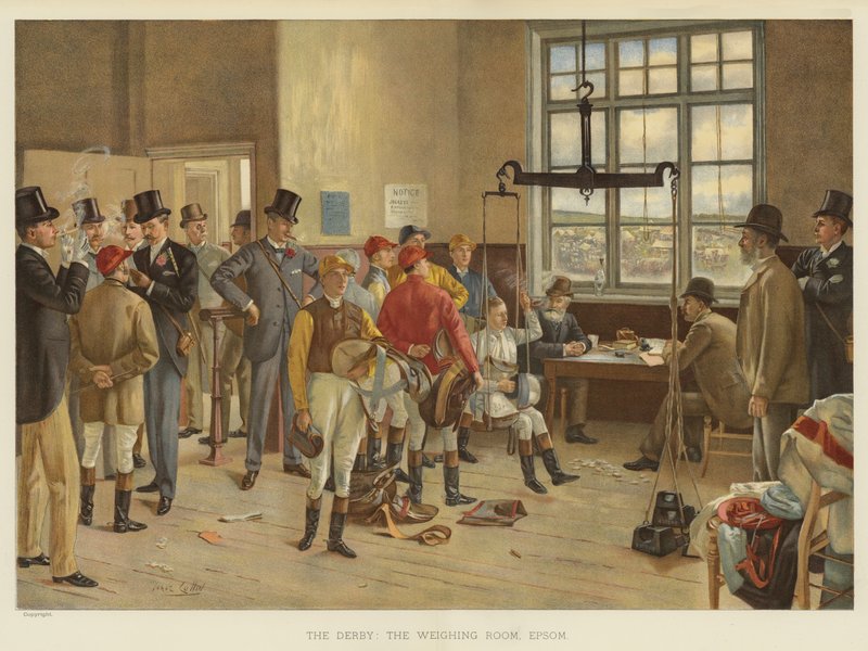 The Derby, the Weighing Room, Epsom by Isaac J. Cullin