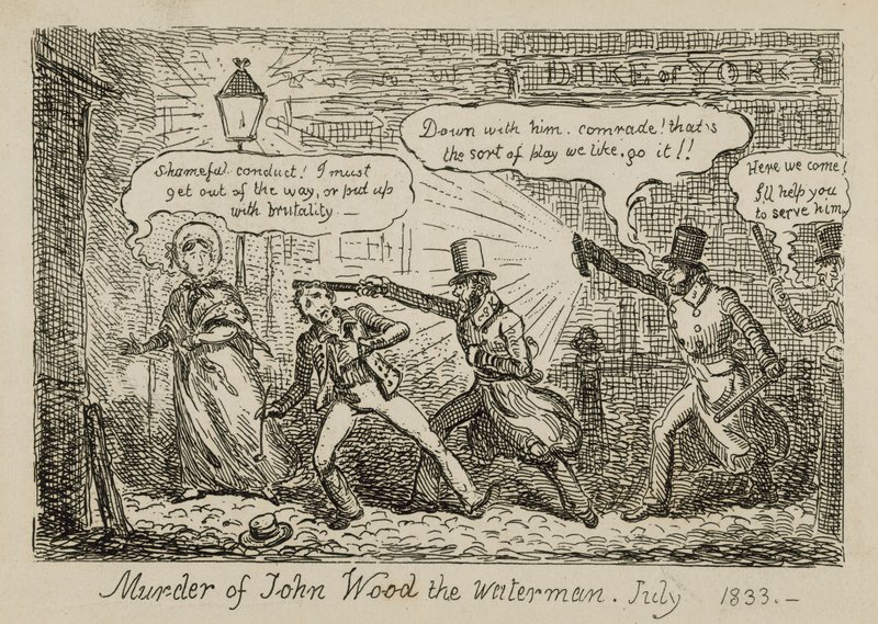 Murder of John Wood the waterman, July 1833 by Isaac (after) Cruikshank