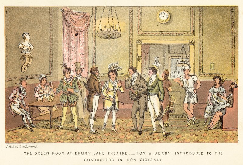 The Green Room at Drury Lane Theatre by Isaac, Robert and George Cruikshank