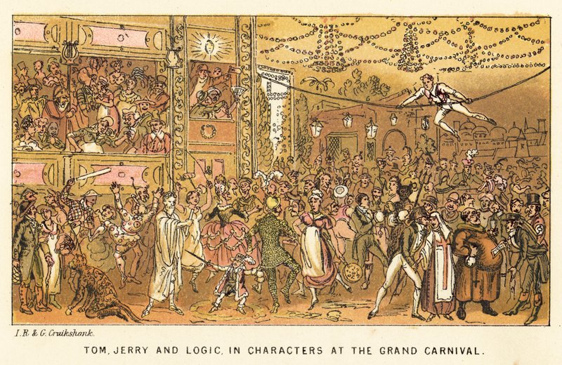 Tom, Jerry and Logic, in characters at the Grand Carnival by Isaac, Robert and George Cruikshank