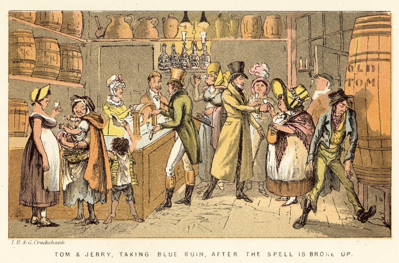 Tom and Jerry, Taking Blue Ruin, After the Spell is Broke Up by Isaac, Robert and George Cruikshank