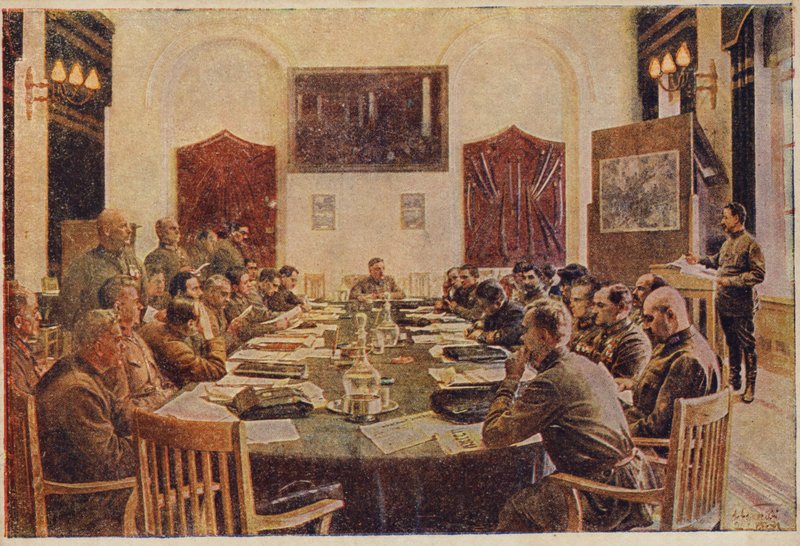 Meeting of the Revolutionary Military Council, Soviet Russia by Isaak Israilevich Brodsky