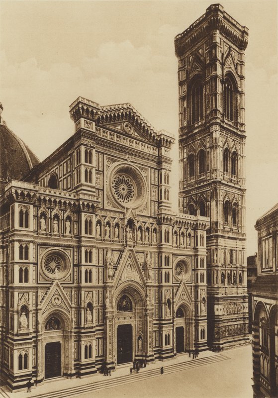 Florence: The Facade of the Cathedral, Arch De Fabris and del Moro by Italian Photographer