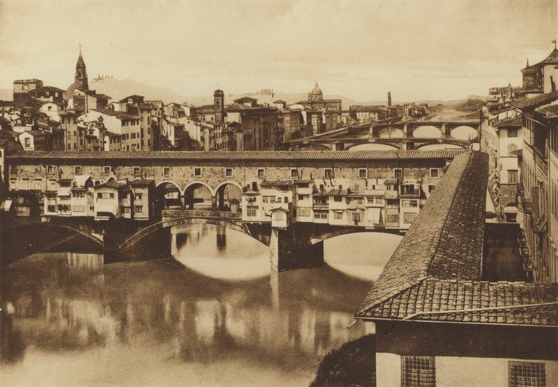 Florence: View of the Lungarno with Bridges, Vecchio, S Trinita, Carraia and Ferro at Cascine by Italian Photographer