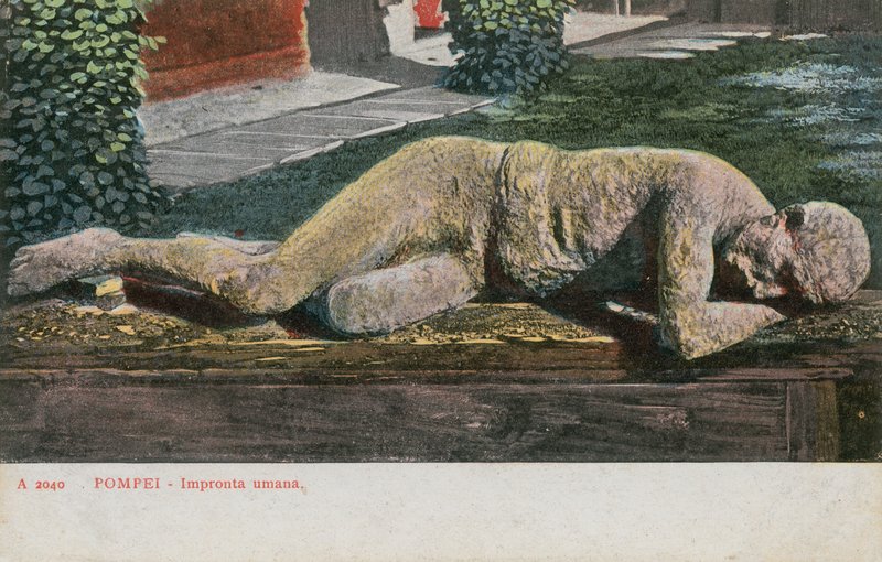 Frozen human in the museum at Pompeii by Italian Photographer