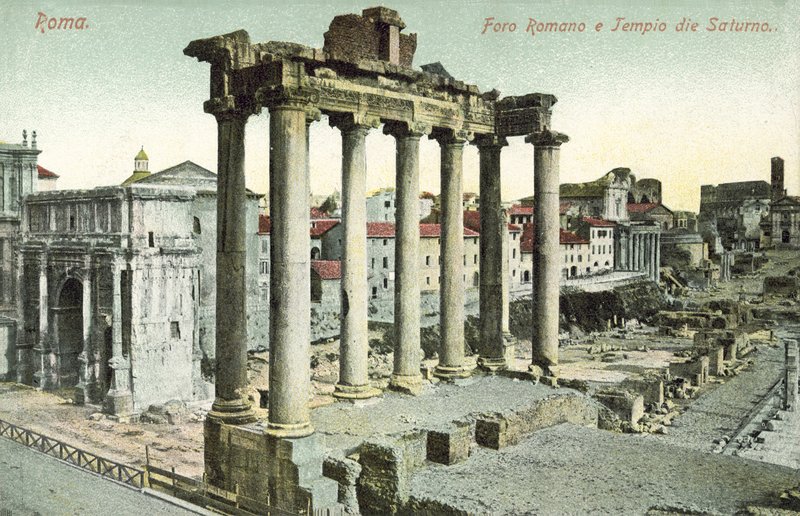 Rome, Italy, Roman Forum, Temple of Saturn by Italian Photographer