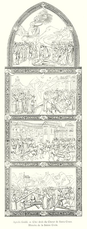 Agnolo Gaddi, Right Side of the Choir of Santa Croce, History of the Holy Cross (engraving) by Italian School