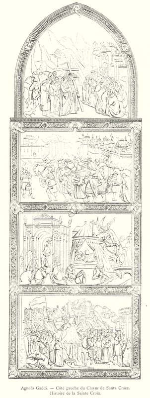 Agnolo Gaddi, Left Side of the Choir of Santa Croce, History of the Holy Cross (engraving) by Italian School