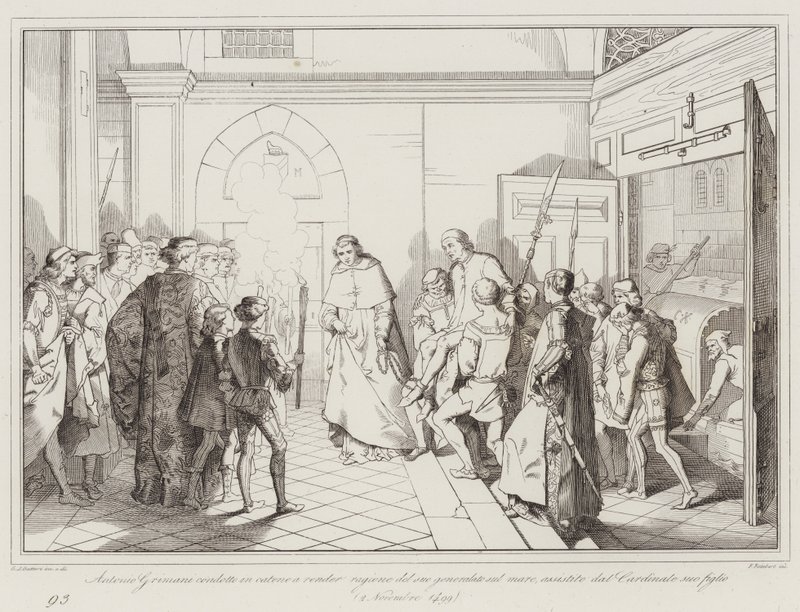 Antonio Grimani brought in chains to account for his generalship at sea by Italian School