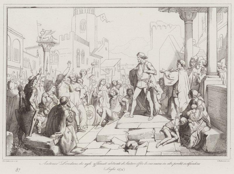 Antonio Loredan Offers His Flesh as Food to the Starving Inhabitants of Scutari, Provided They Defend Themselves by Italian School