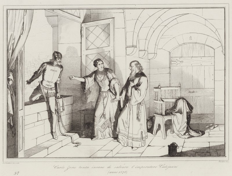 Carlo Zeno attempts in vain to save Emperor Calojanni by Italian School