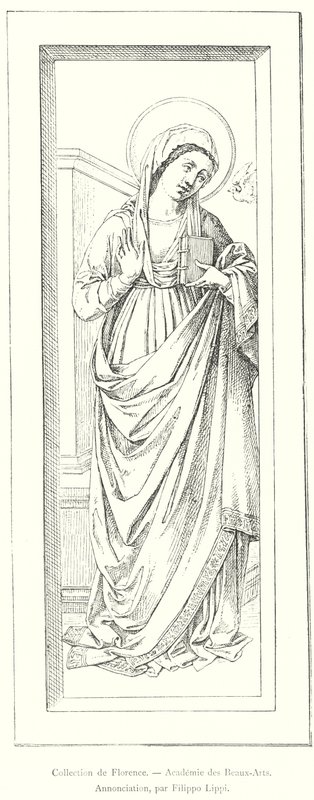 Annunciation, Collection of Florence, Academy of Fine Arts, by Filippo Lippi (engraving) by Italian School