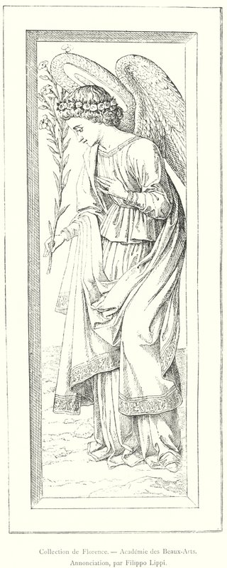 Collection of Florence, Academy of Fine Arts, Annunciation, by Filippo Lippi (engraving) by Italian School