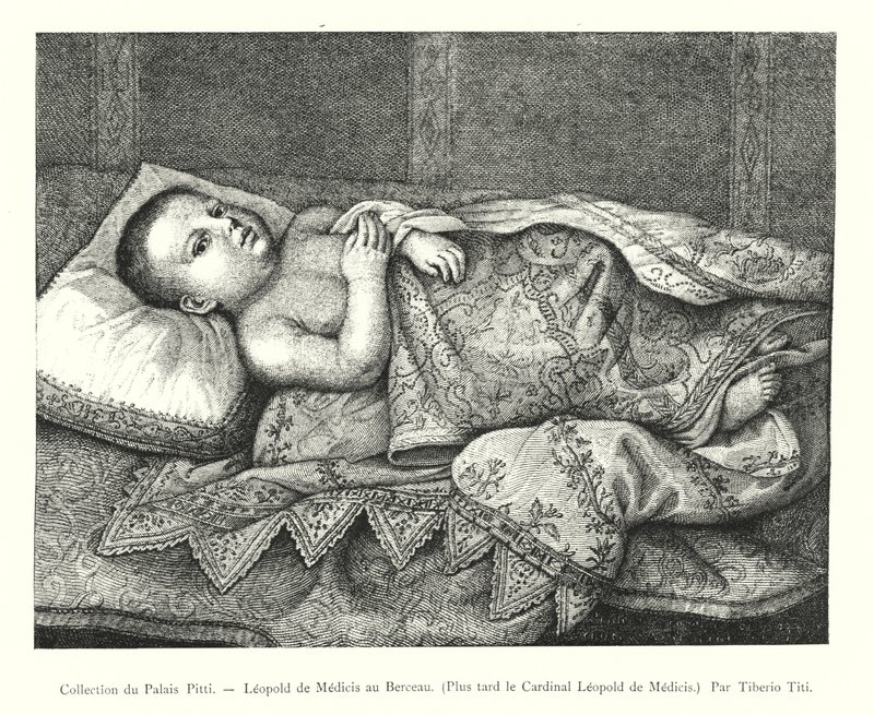 Leopold de Medicis in the Cradle, Later Cardinal Leopold de Medicis (engraving) by Italian School